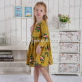 boutique long sleeve mustard floral flannel dress